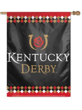 2018 Kentucky Derby Churchill Downs Black Red Tan Indoor Outdoor Vertical Flag