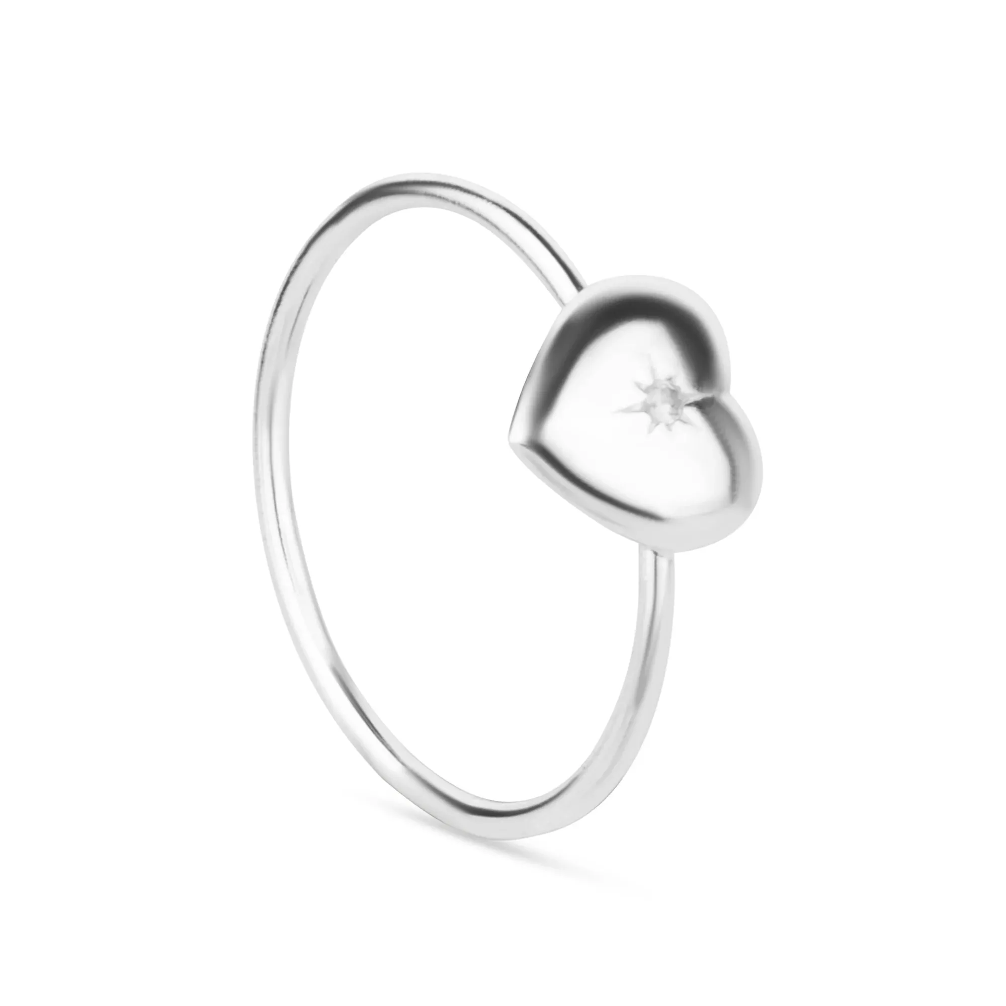 925 Pure Sterling Silver Sparkle Heart Ring Silver For Women-Medium