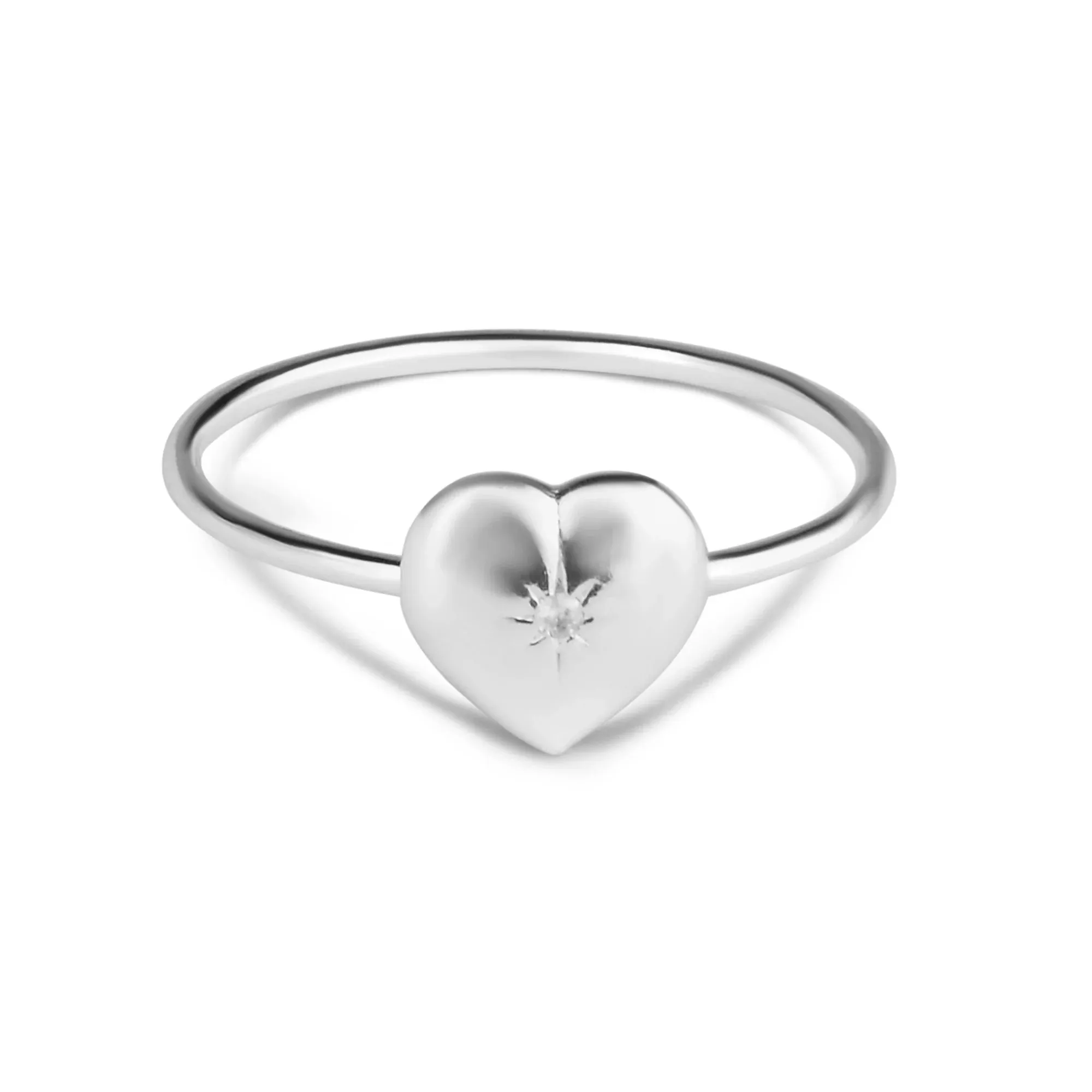 925 Pure Sterling Silver Sparkle Heart Ring Silver For Women-Medium