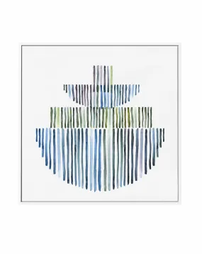 Agua Stripes II SQ Framed Canvas Art Print