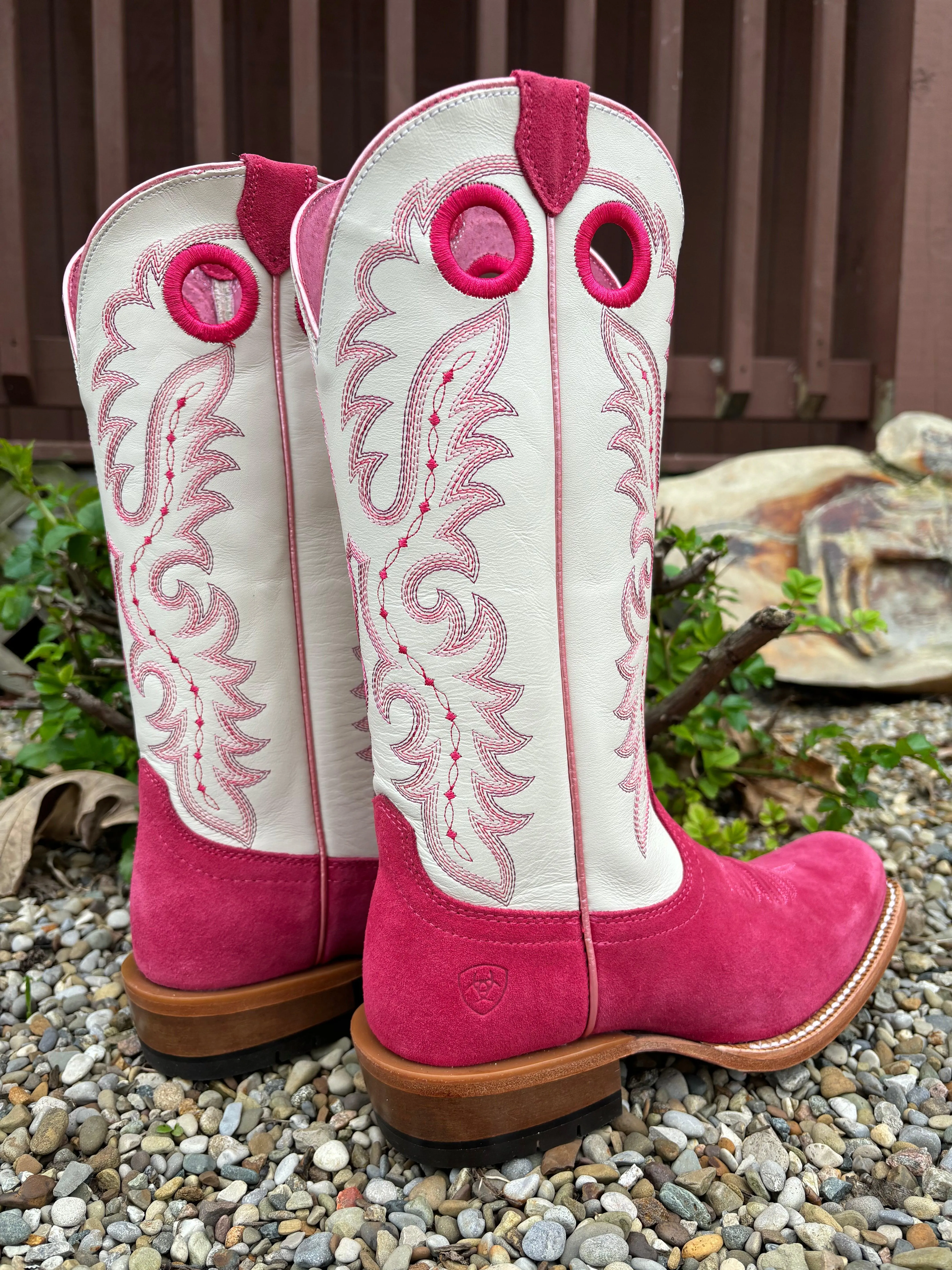 Ariat Women's Futurity Boon Deep Azalea & Blanco Roughout Cowgirl Boots 10051040