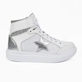 Atlanta White Silver High Top Sneakers