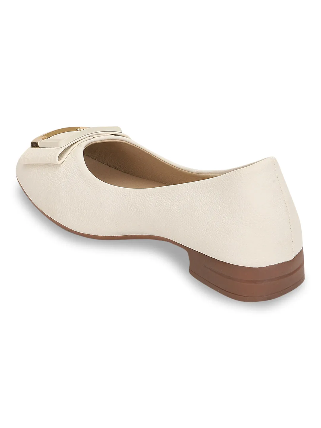 Beige PU Ballerina Flats (TC-RS3632-BEIG)