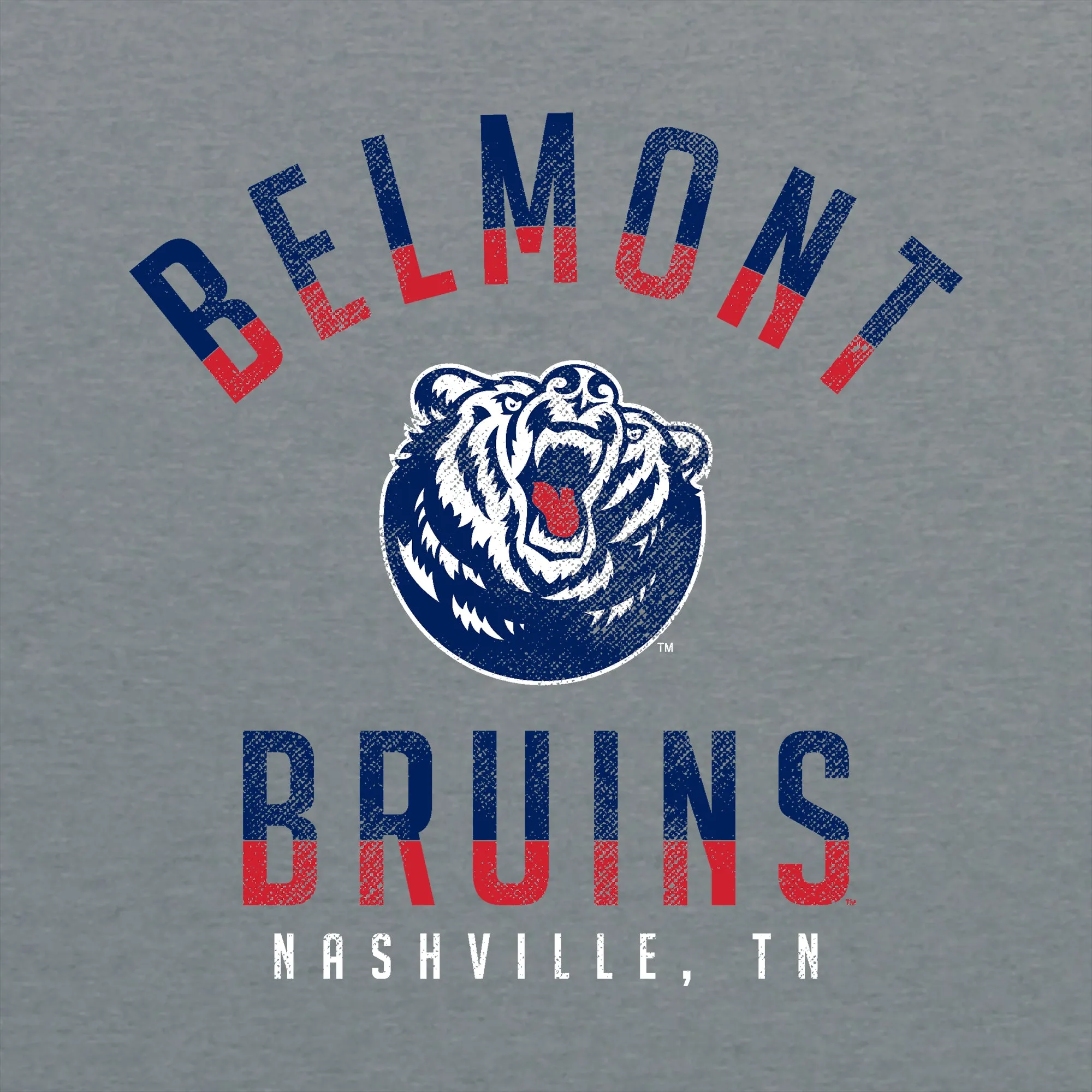 Belmont University Bruins Division Arch Canvas Triblend Short Sleeve T Shirt - Athletic Grey