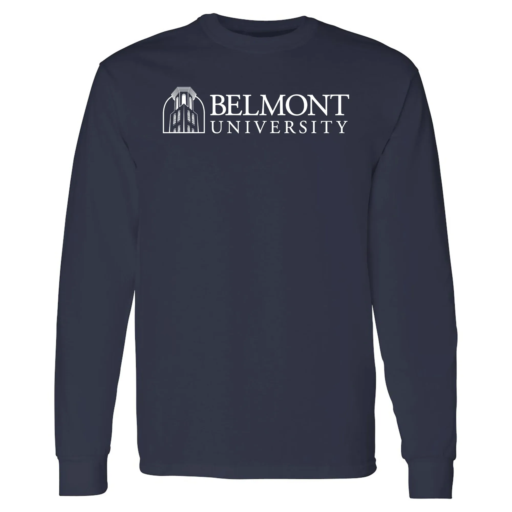 Belmont University Bruins Institutional Logo Cotton Long Sleeve T Shirt - Navy