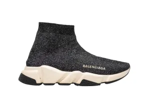 Black & White Balenciaga Glitter Sock Sneakers Size 37.5