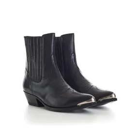 Black Leather Cruiser Chelsea Boots - Metal Toe, Calfskin