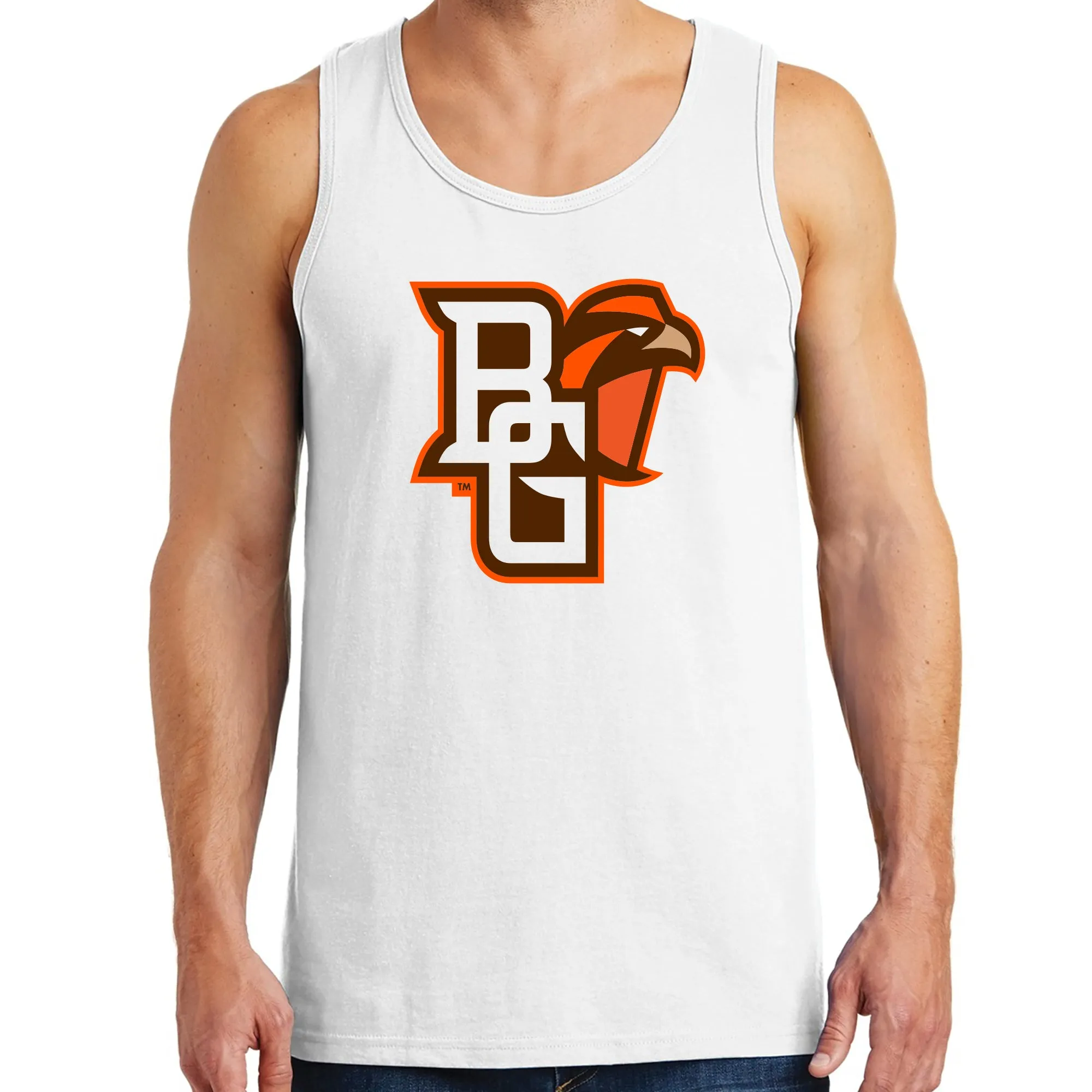 Bowling Green State University Falcons Primary Logo Cotton Tank Top - White