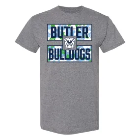 Butler University Bulldogs Hibiscus Pattern Blocks Basic Cotton Short Sleeve T Shirt - Graphite Heather