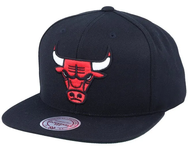 Chicago Bulls Red Logo NBA Basketball Mitchell & Ness Snapback Adjustable Black Hat