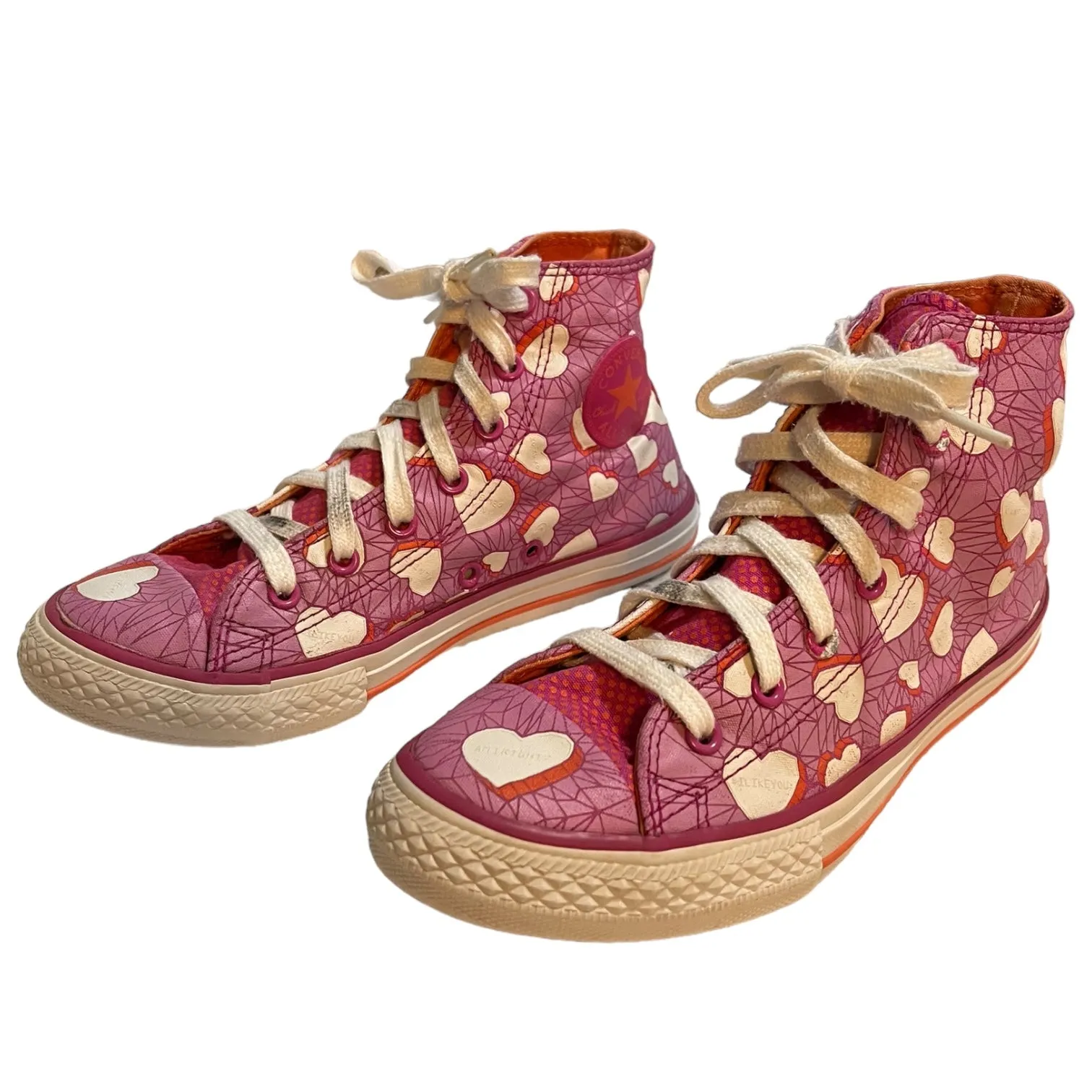 Converse Pink High Top Valentine Heart Conversations Sneakers Size 4