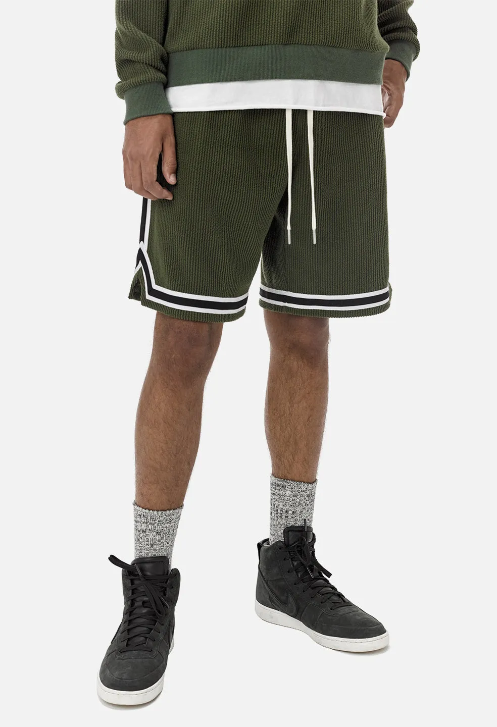 Corduroy Basketball Shorts / Olive