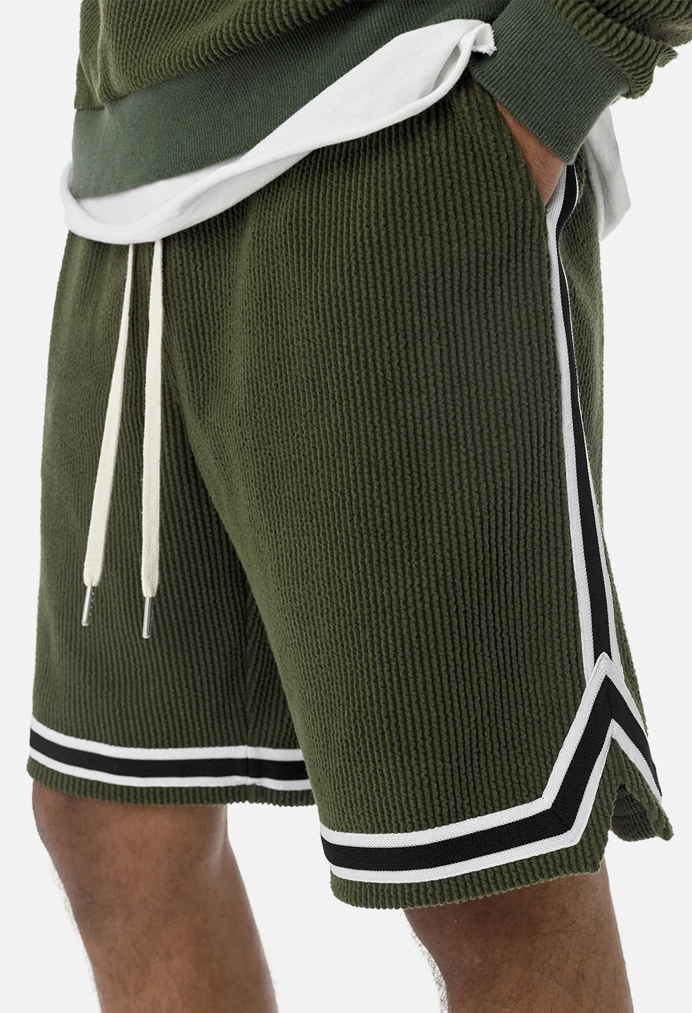 Corduroy Basketball Shorts / Olive