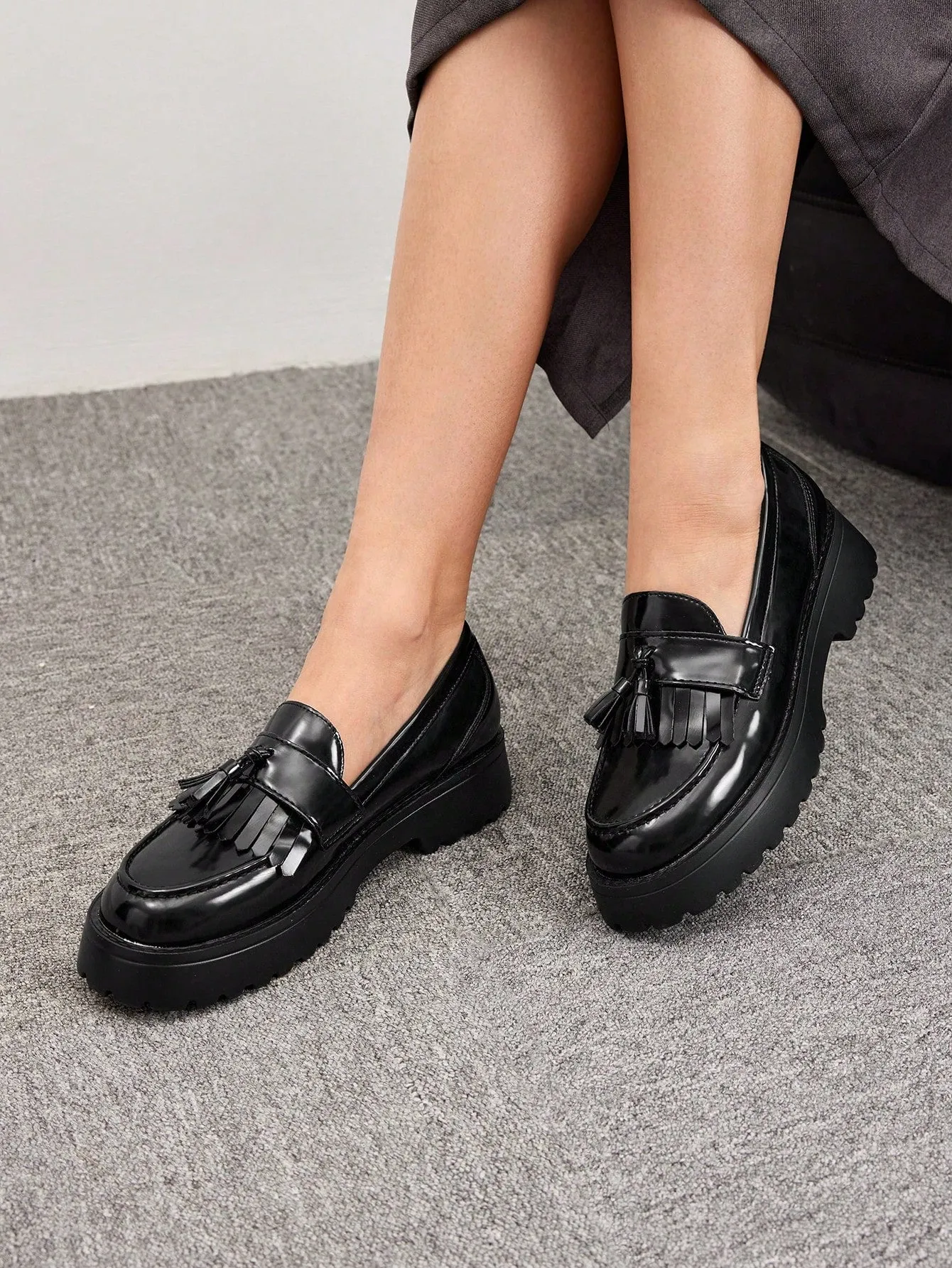 CUCCOO BIZCHIC Tassel Decor Flat Loafers For Summer Vacation Shoes Summer Sale Back To School Shoes College Student Shoes