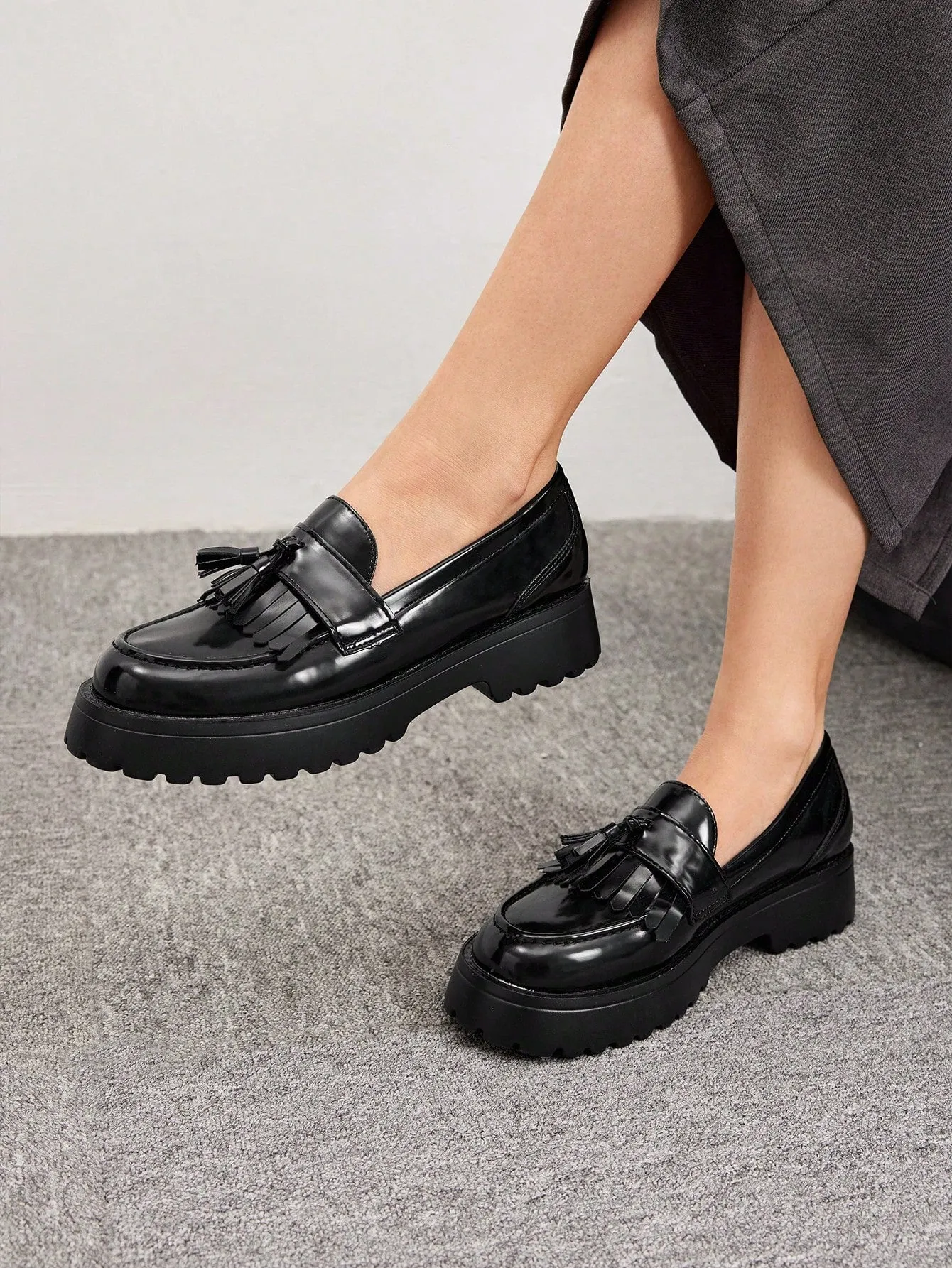 CUCCOO BIZCHIC Tassel Decor Flat Loafers For Summer Vacation Shoes Summer Sale Back To School Shoes College Student Shoes