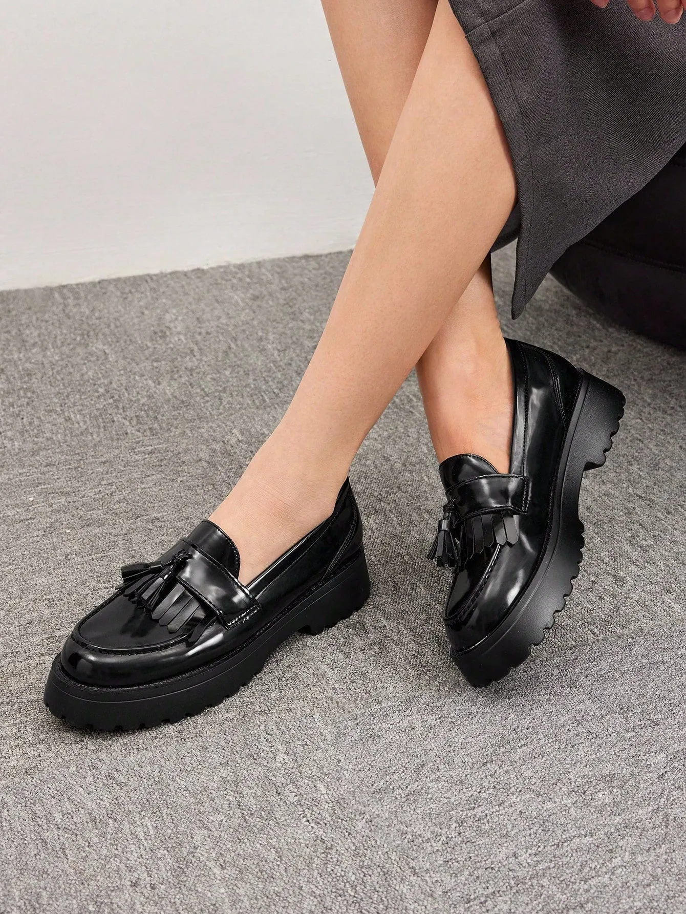 CUCCOO BIZCHIC Tassel Decor Flat Loafers For Summer Vacation Shoes Summer Sale Back To School Shoes College Student Shoes