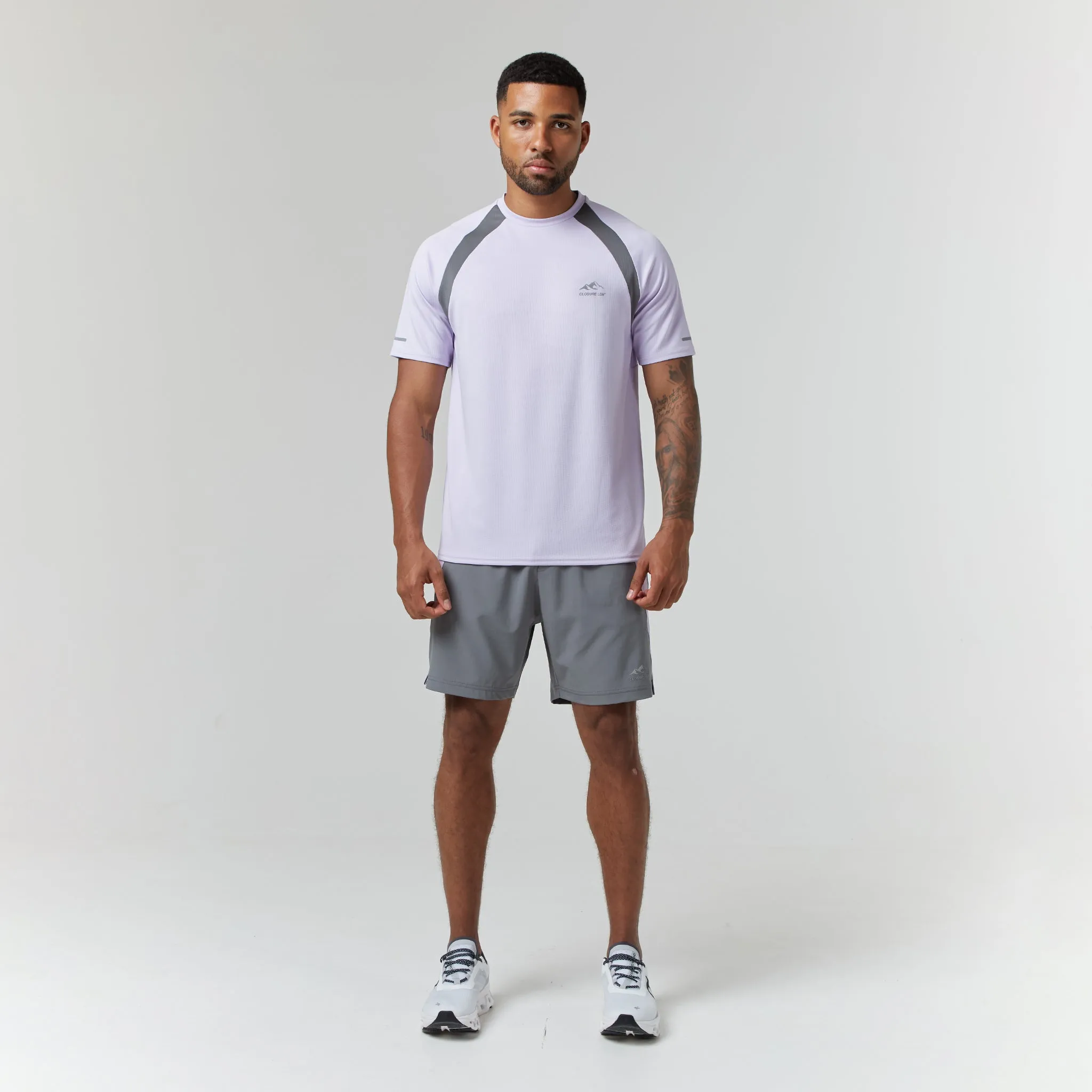 Cut & Sew Stripe Training Twinset | Lilac Mid Grey