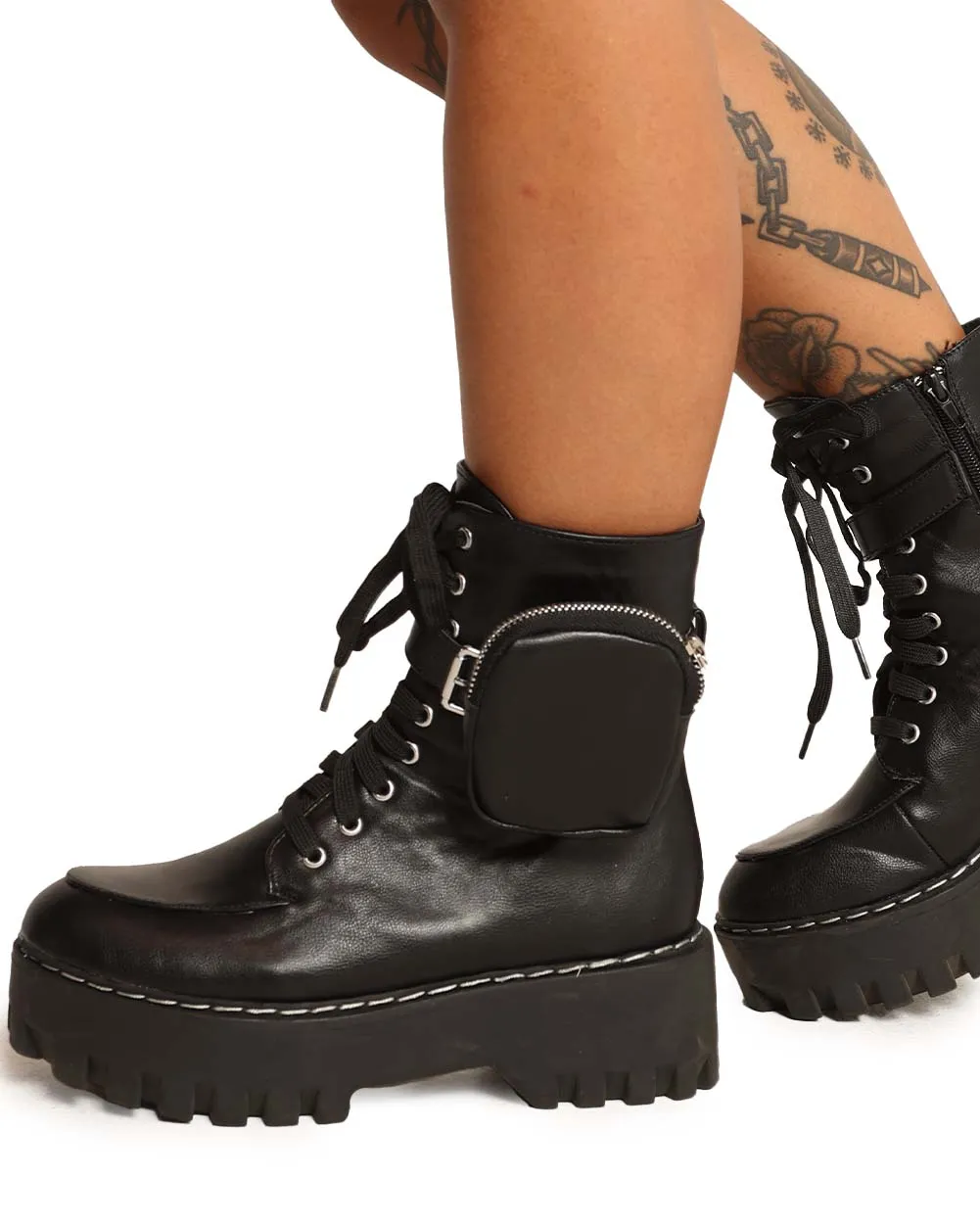 Dark Jester Platform Boots with Pouch