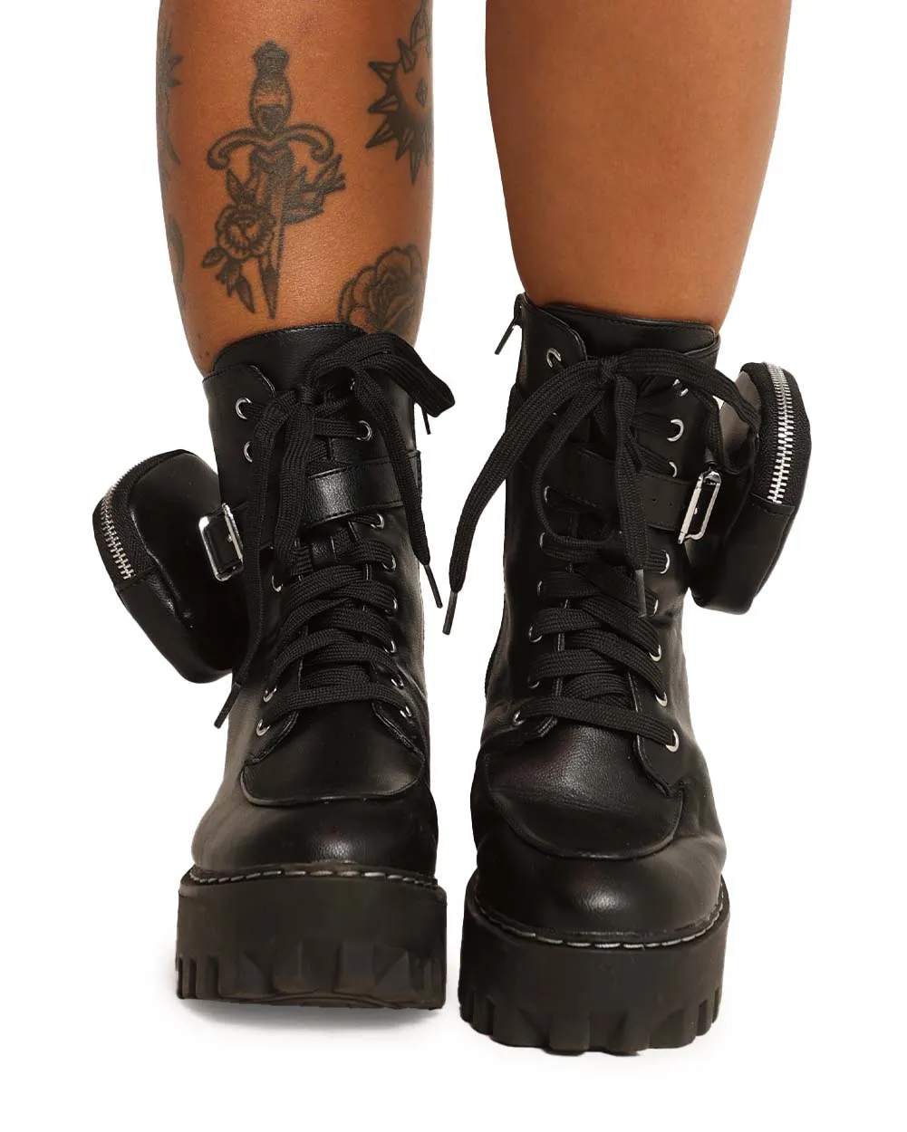 Dark Jester Platform Boots with Pouch