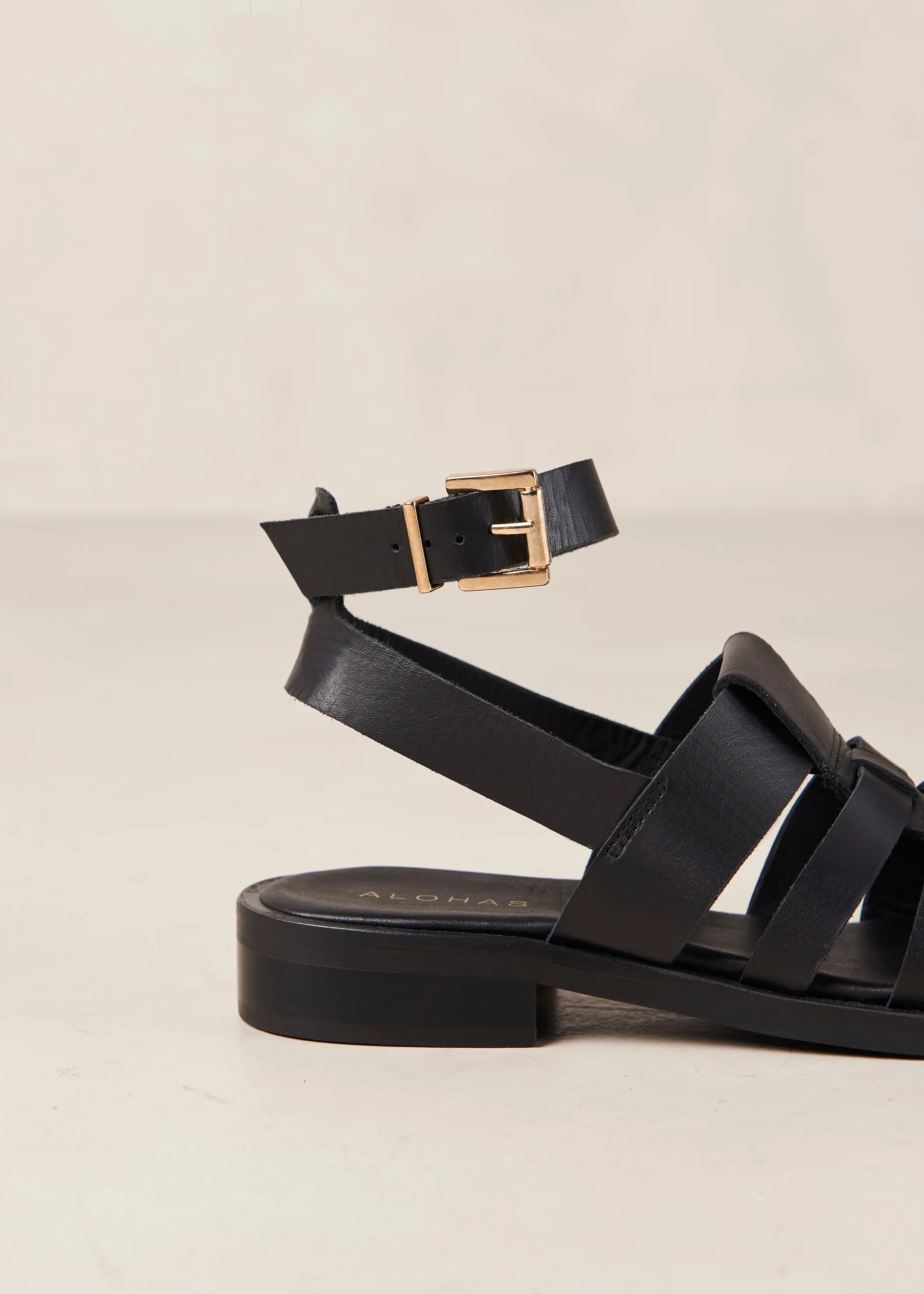 Perry Black Leather Sandals