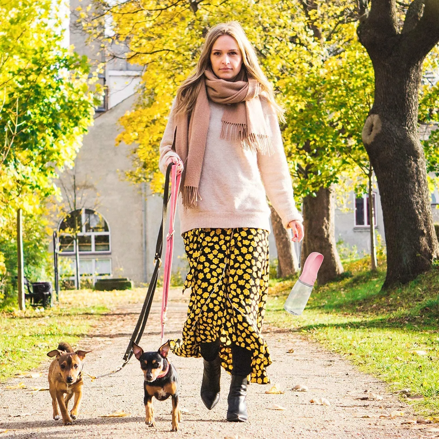 Portable Dog Water Bottle with Bowl Dispenser & Leak-Proof Design