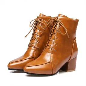 Women's Casual Lace-Up Block Heel Ankle Boots 71577112S